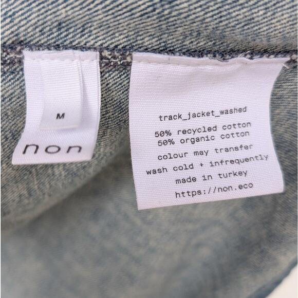 Non Blue Denim Long Sleeve Snap Shirt Track Jacket Washed, size M - Picture 10 of 10